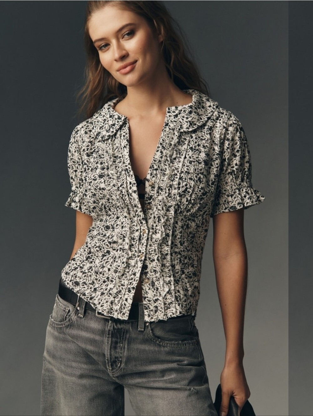 The Keira Tuxedo Floral Blouse